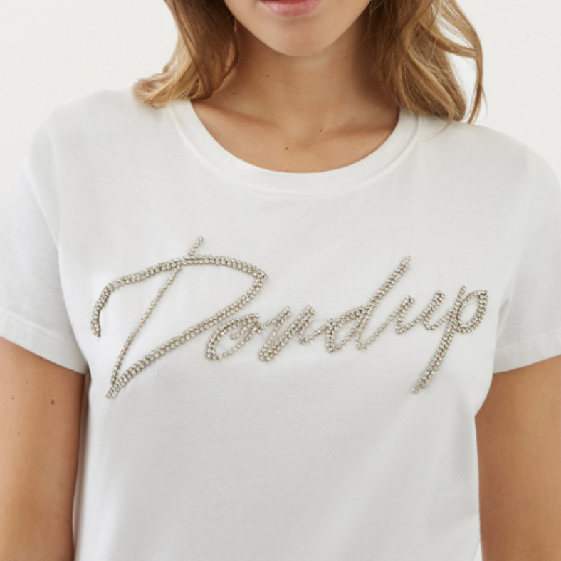 t-shirt dondup con logo in strass